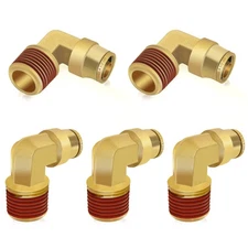 1/2" Elbow DOT Brass Push to Connect Line Fittings 5 PCS, 1/2" OD Tube x 1/2"...