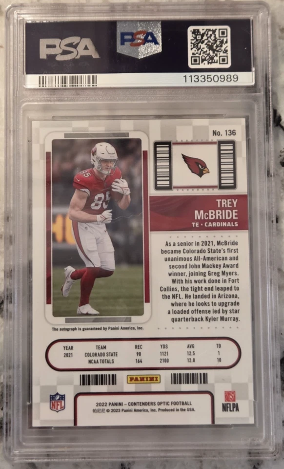 TREY MCBRIDE 2022 Contenders OPTIC ROOKIE TICKET Autograph RC; *PSA 9 MINT* - Image 3 of 3