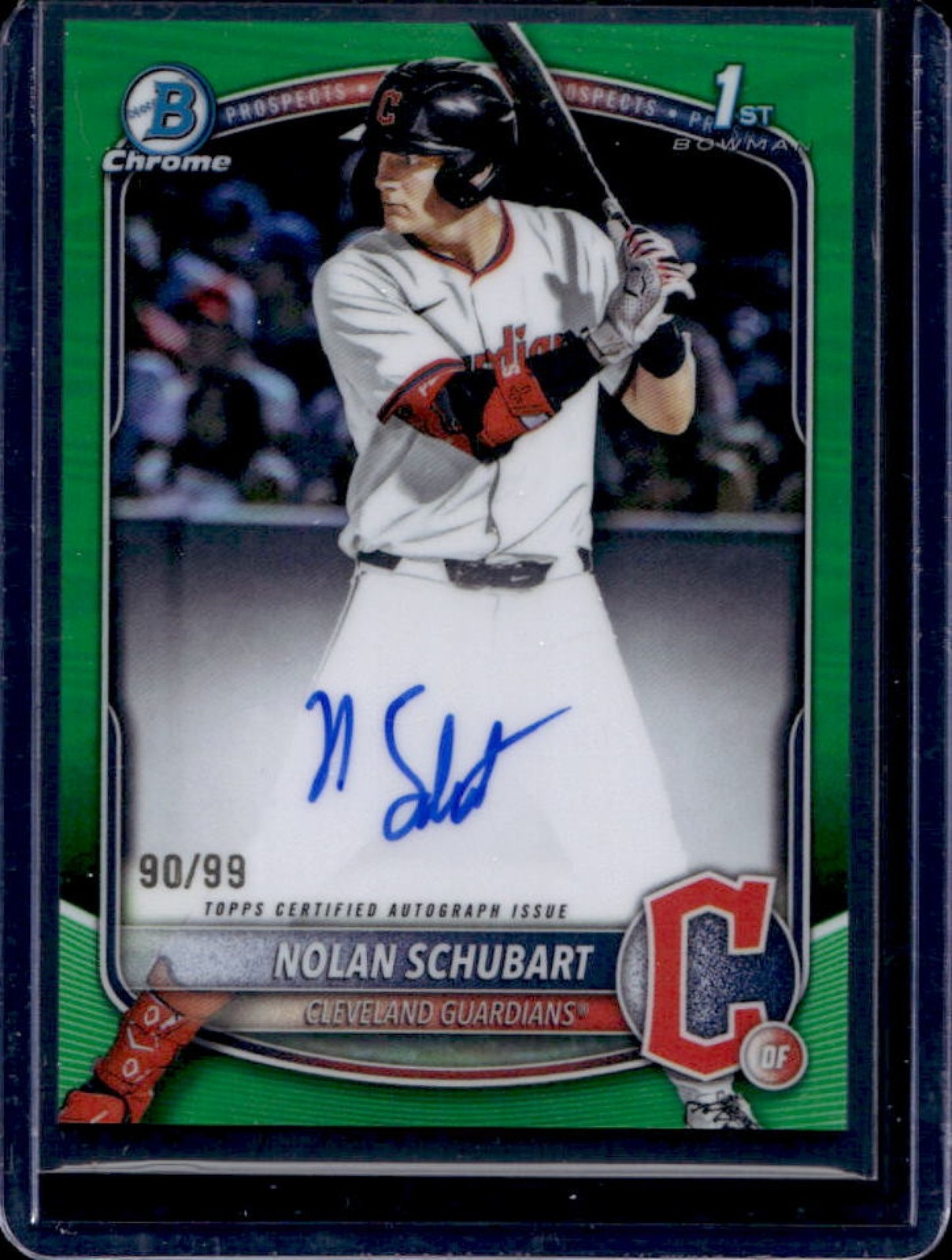 2025 Bowman Draft Nolan Schubart Chrome Auto Green Refractor 1st #/99 Guardians