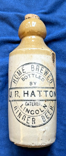 SCARCE J.R. HATTON LINCOLN STONEWARE GINGER BEER BOTTLE A/F