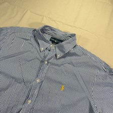 Men s Polo Ralph Lauren Shirt Long Sleeve ButtonDown Blue Checked Size XL/TG