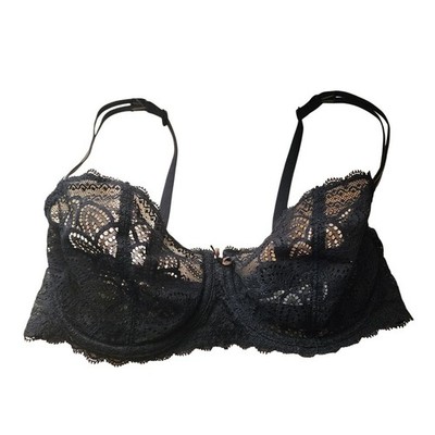 CHANTELLE Black Lace Underwire Bra Sheer Romantic Lingerie 32DD