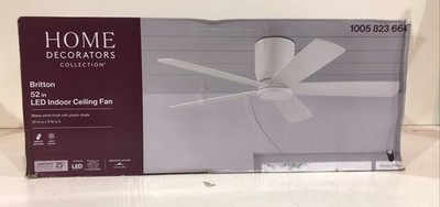 Home Decorators Britton 52 in. LED Indoor Matte White Ceiling Fan SEALED