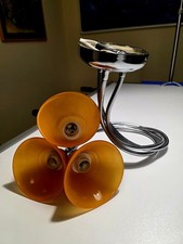 Lampadario Snodabile 3 Campane Vetro Satinato Arancio