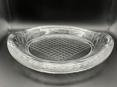 Vintage Heavy Pressed Glass  Give Us This Day Our Daily Bread  Plate - Oval