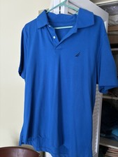 Nautica Classic Fit Men's Blue Short Sleeve Performance Deck Shirt Polo Size L