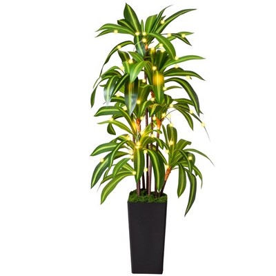 NOVAROOT 5Ft Artificial Dracaena Tree Faux Yucca Tropical Plant in Black Pot