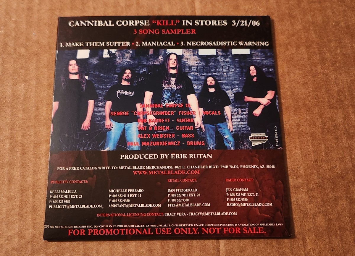 2006 Cannibal Corpse 3 Song Sampler Kill Promo CD Metal Blade