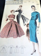 LOVELY VTG 1950s DRESS BUTTERICK Sewing Pattern 14/34 FF