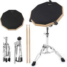 Practice Drum Pad, 12 Inch Double Sided Exercise Drumming Pads Kit Set, Adjustab