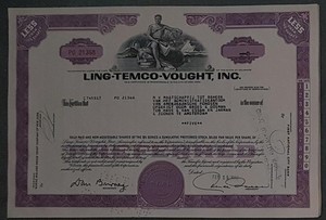 44 X Ling-Temco-Vought, Inc. 1960-te div. Wartości nominalne preferowane shares
