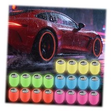 20PCS Fluorescent Tire Valve Caps,Glow in The Dark Tire 5 Colors/Flag-20PCS