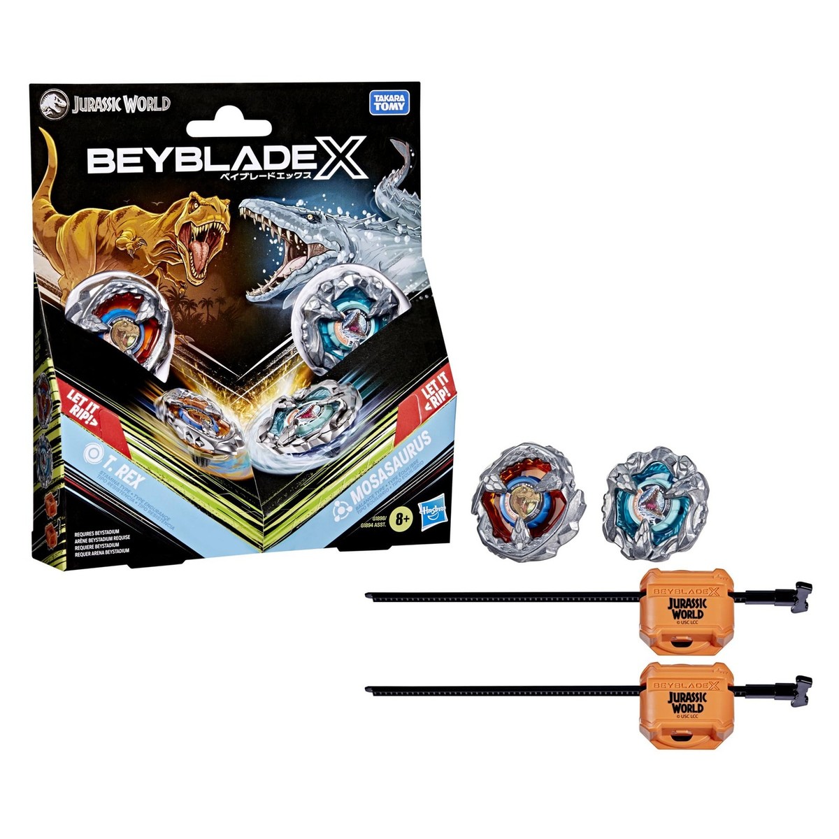 Beyblade X Jurassic World Collab T. Rex vs. Mosasaurus Multipack