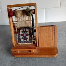 Vintage Miniature Weaving Loom Salesman's Turkish Rug Sample Display