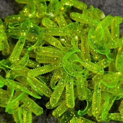 (20) Kingfisher Tackle Stumpy Grub 3/4'' Ribbed Curly Tail Soft Plastic Panfish