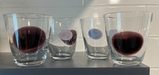IKEA Handblown "Fabulos" Purple Circle Dot Lowball Glasses - Set of 4 EUC
