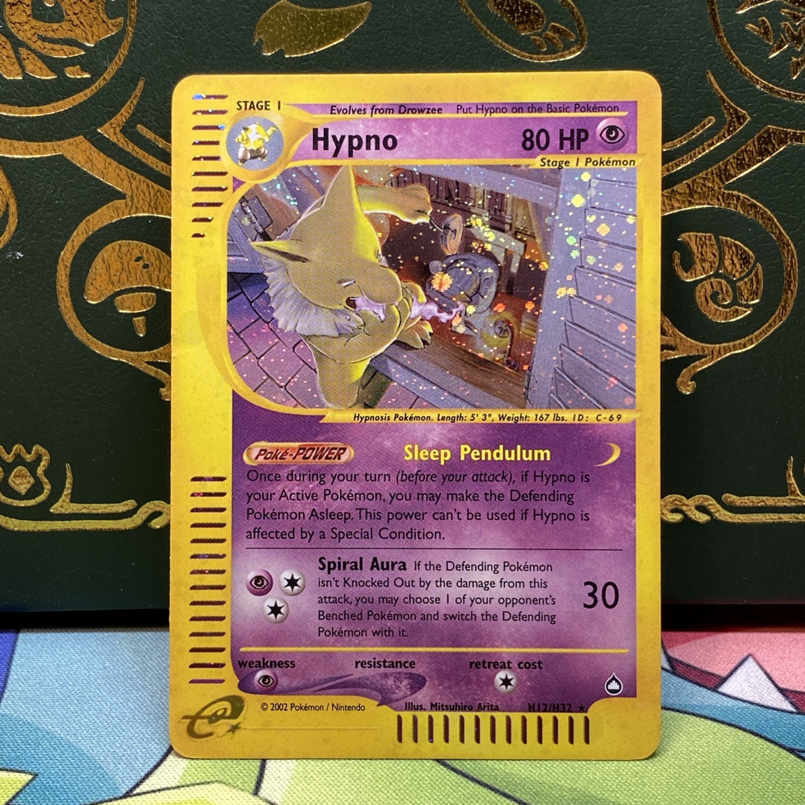 Pokemon 2002 Hypno H12/H32 Aquapolis Holo SWIRL LP