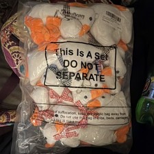 16 pcs Geese Stuffed Animal Set White and Orange Plush