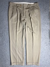 Brooks Brothers Dress Pants Mens 36x30 Beige Wool Pleated Cuffed 1818 Madison