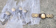 Lot Of 6 Vtg NOS National Lock Co Brass Cabinet Pulls With Backplate...