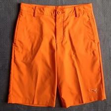 Boys Puma Golf Shorts Bright Orange Athletic Performance Sports Size 10, Vibrant
