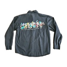Vintage Disney Snow White And The Dwarfs Movie Button Up Long Sleeve Shirt Sz S