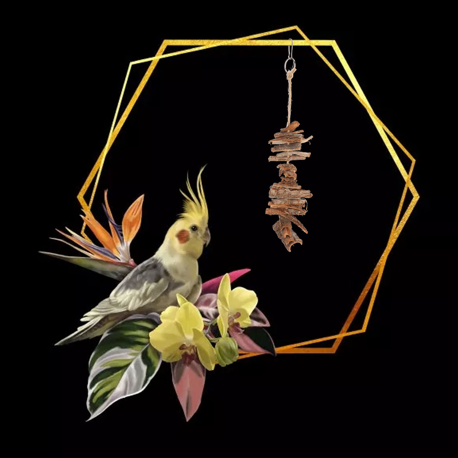 Bird Bark Chew Toys Relieve Boredom Hanging Chewing Toys For Parrots Part.