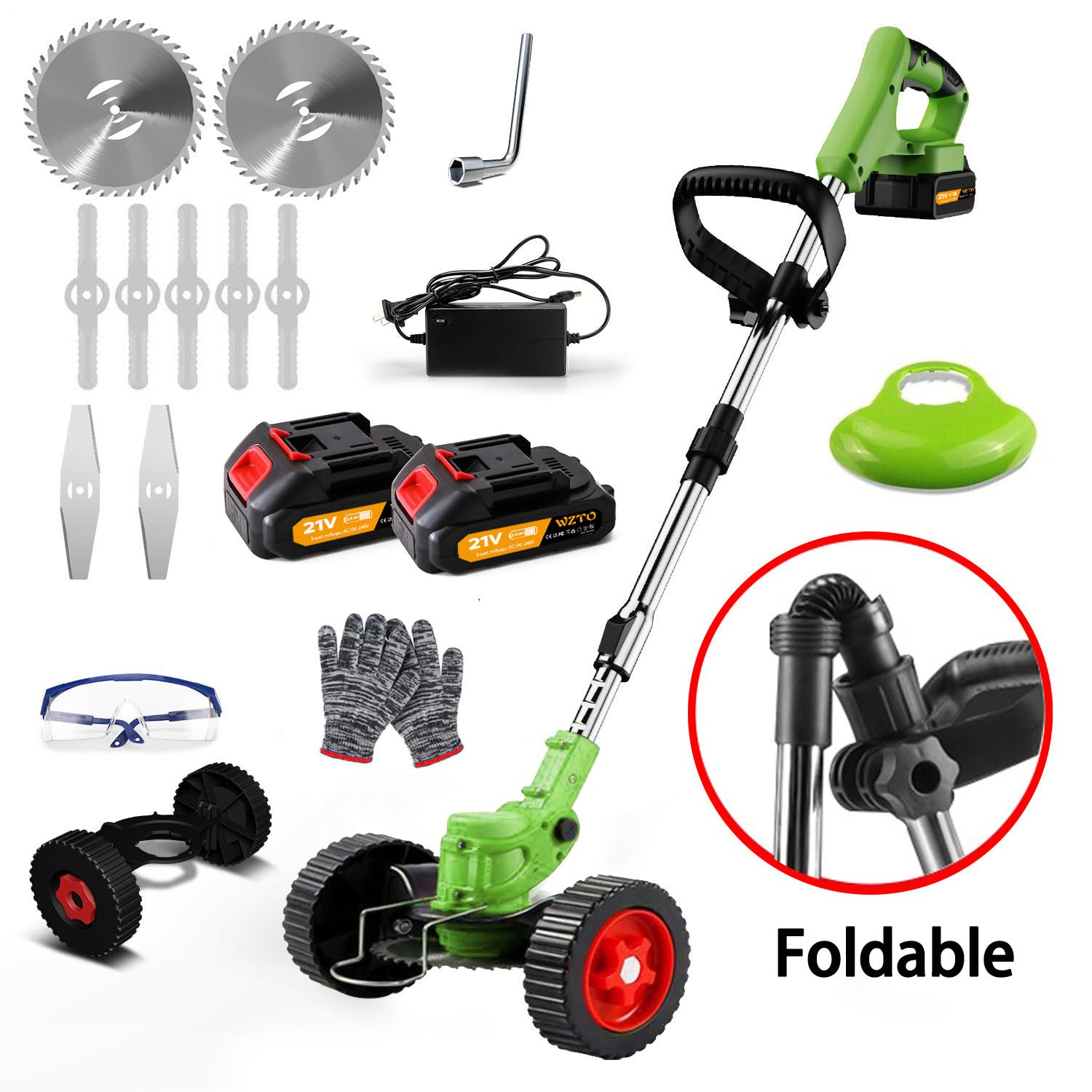 Electric Cordless Grass String Trimmer Lawn Edger Weed Wacker Cutter + 2 Battery