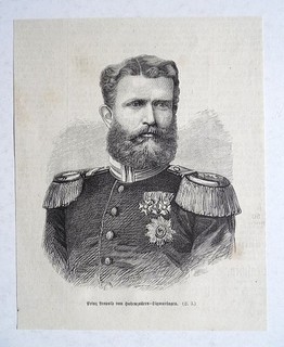 Portrait von Prinz Leopold von Hohenzollern Sigmaringen. Holzstich um 1879