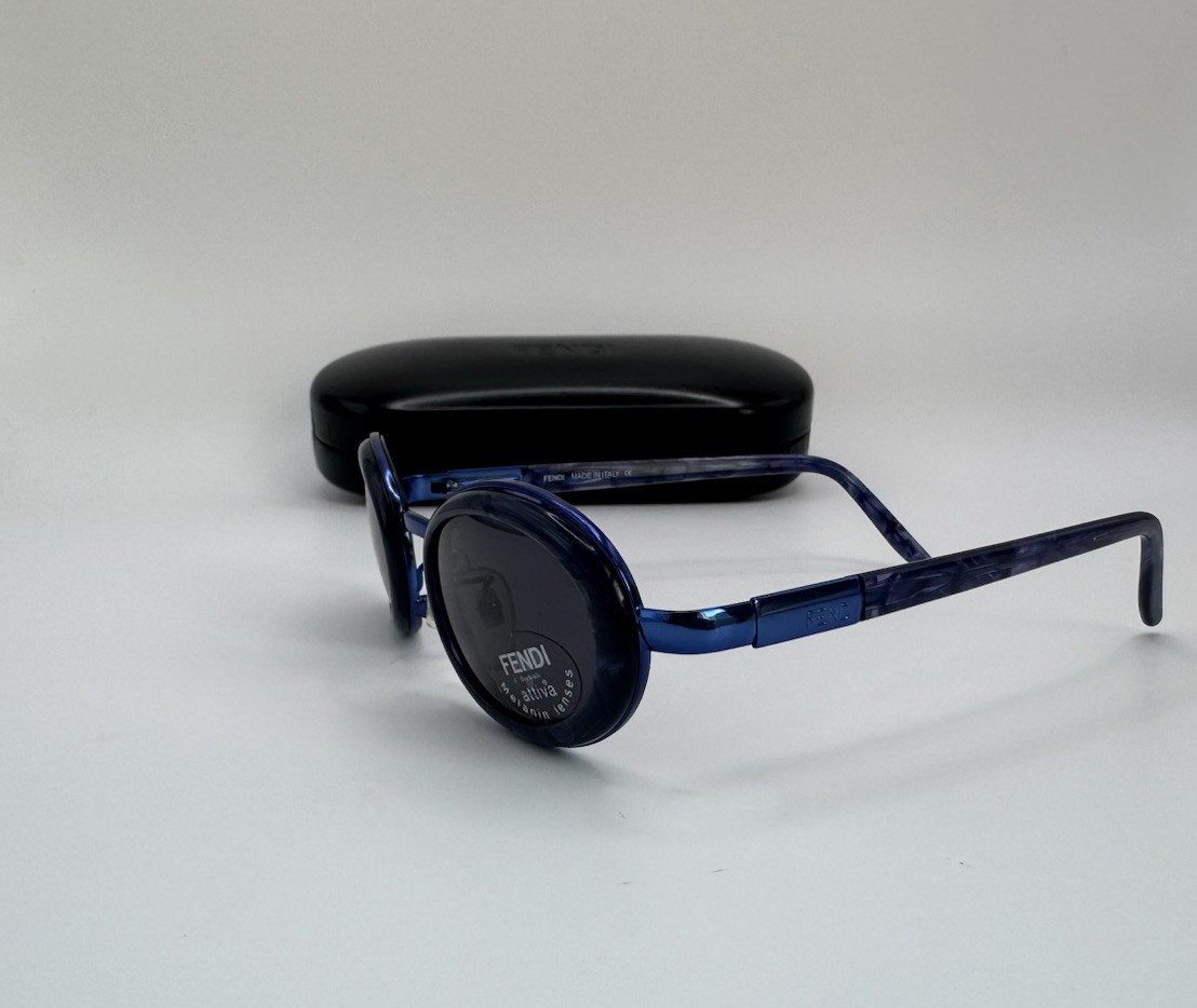 Vintage Fendi SL 7116 Blue Oval Sunglasses Made in Italy Small