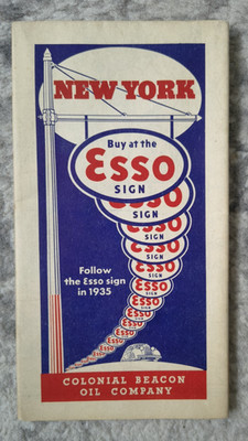 1935 Esso Road Map New York Colonial Beacon Oil Company