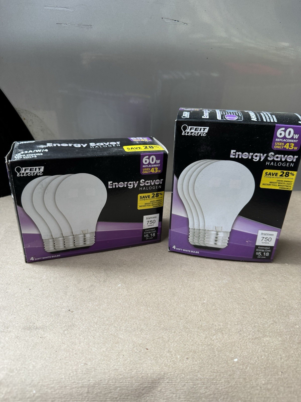 Feit Electric Q43a/W/4/Rp 43 Watt A19 Medium Base Frosted 8-pk