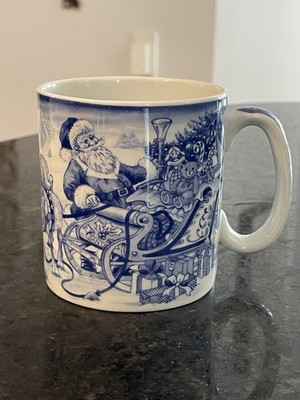 Spode Blue Christmas Mug ~Santa s Big Day ~Reindeer Round-up~ Excellent