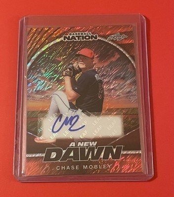 2025 Leaf Baseball Nation Chase Mobley A New Dawn Orange Dazzle AUTO RC #'d 3/4