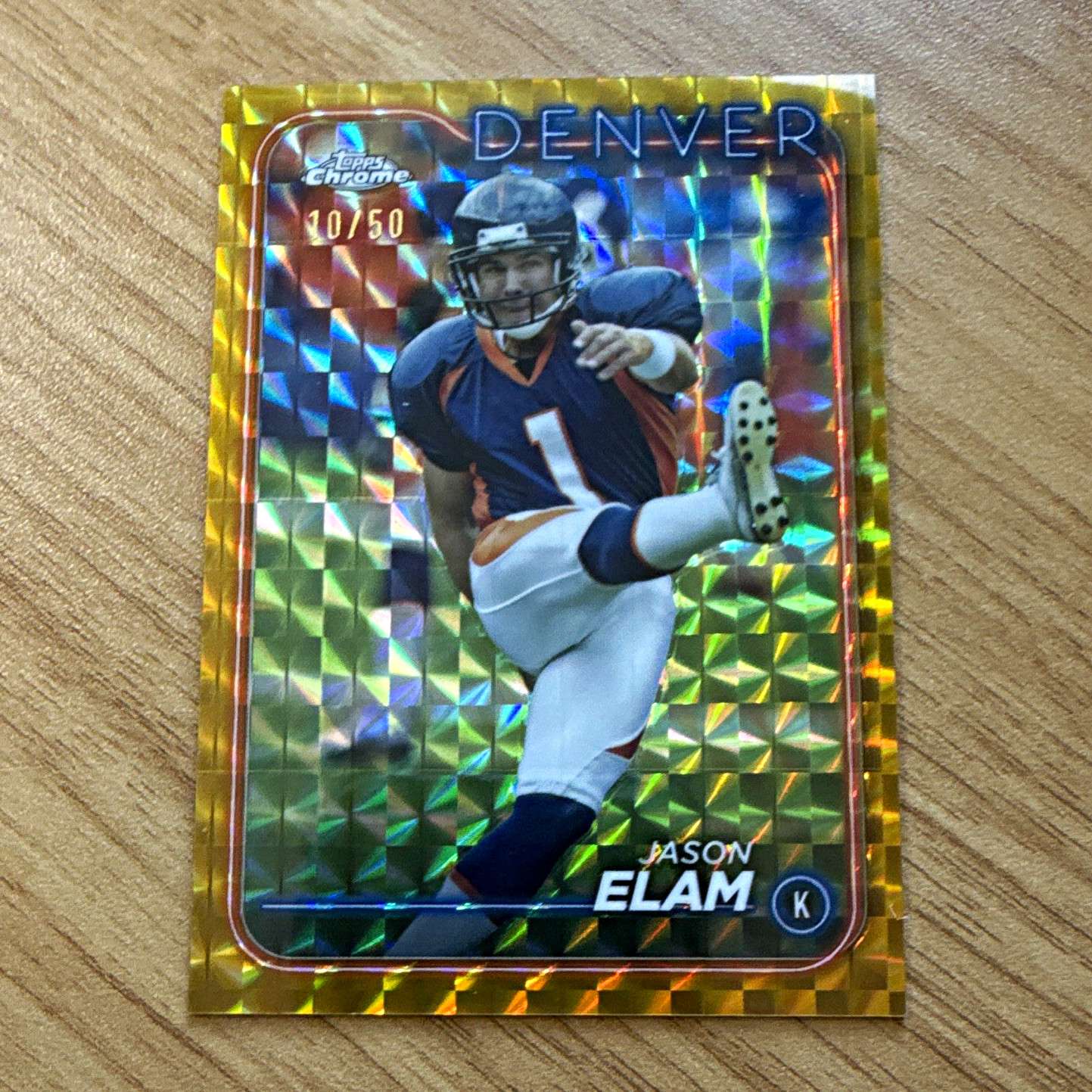 Topps Chrome 2024 Jason Elam Broncos Gold Geometric Refractor #65 /50