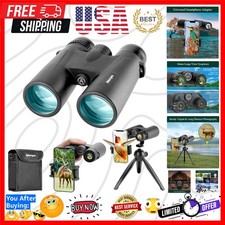 12x42 HD Binoculars for Adults High Powered with Phone Adapter, Tripod and Tr...