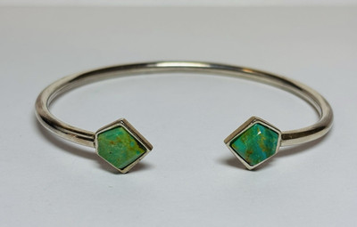 Barse Sterling 925 Silver Turquoise End Cuff Bracelet 7 in - .21