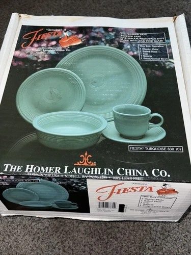 Fiesta 5-Piece Place Setting Turquoise Dinnerware USA MADE 830 107 Vintage 1990s
