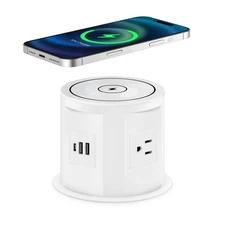 Pop up Outlet for countertop with 15W Wireless Charger, 4.7-inch pop up Outle...