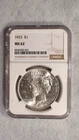 1923 P Peace Dollar NGC MS62 UNCIRCULATED $1 Coin BUY IT NOW!