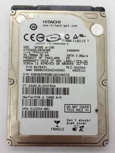 HITACHI *** HTS545016B9A300*** 160GB SATA HDD Notebook 2,5 Zoll #NFP1735