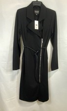 Guess Women's Nixon Trench Coat Dress Black Asymmetrical Zip Belted NWT Sz S