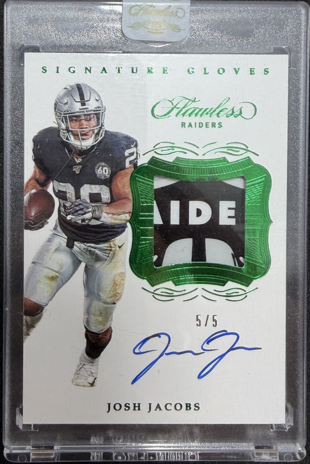 Josh Jacobs Panini Flawless Signature Gloves #SGJJ Emerald