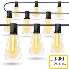 ST38 LED Outdoor String Lights 100FT Shatterproof  Connectable Waterproof