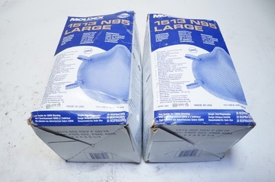 Lot of 2 Moldex 1513 LARGE Box 20 Healthcare Face Covers USA Made 1500 Series L