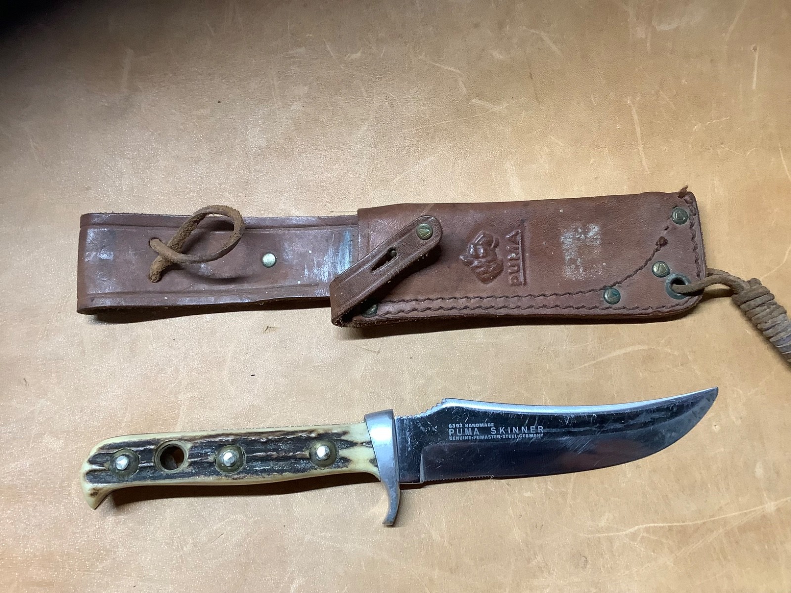 Vintage PUMA SKINNER Bowie Knife 6393 Handmade Germany + Sheath