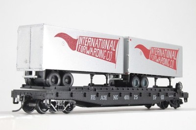 HO Athearn Reading 50ft TOFC Flat Car w/ B&O Vans #40125 +Kadee Xlnt! :)