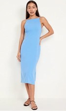 Old Navy Blue Sheath Midi Dress Scoop Neck size large stretchy summer dress