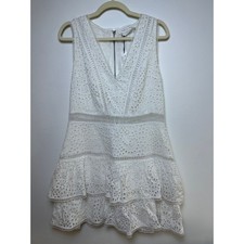NWT Alice + Olivia White Eyelet Tiered Mini Cocktail Dress