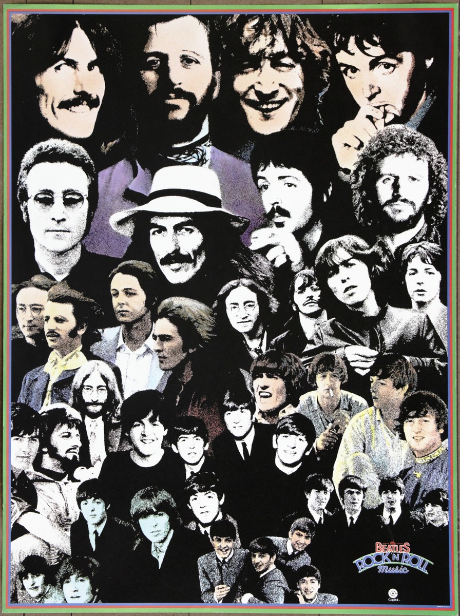 The Beatles Rock n Roll Music Collage Vintage Original Poster | eBay